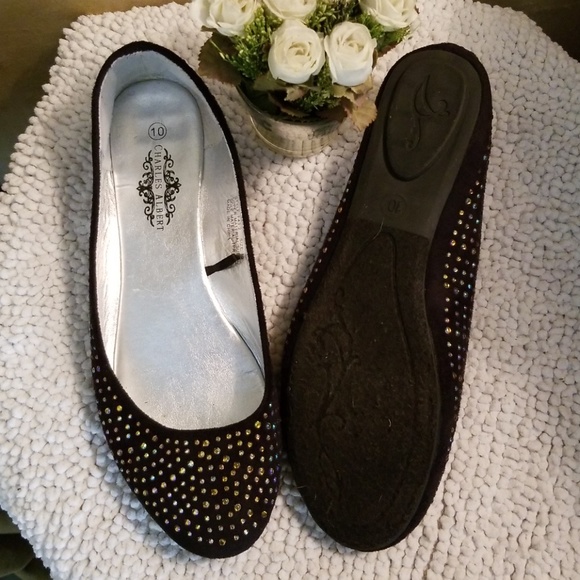 Charles Albert Shoes | Black Studded Flats Worn Once | Poshmark